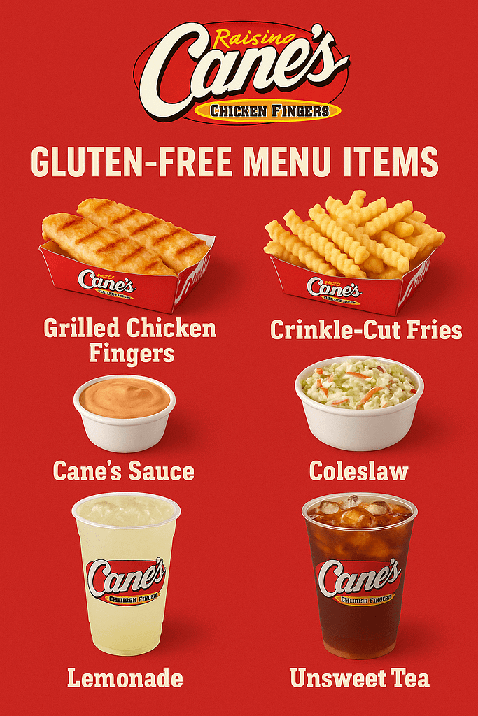 raising canes gluten free menu items